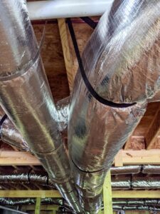 HVAC ductwork in a residential crawl space, Zoning Systems.